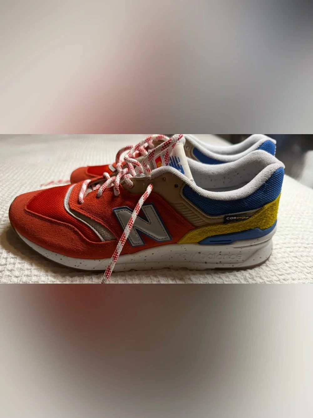 New Balance men’s 997h Energy Red/ Atomic Yellow Sneaker